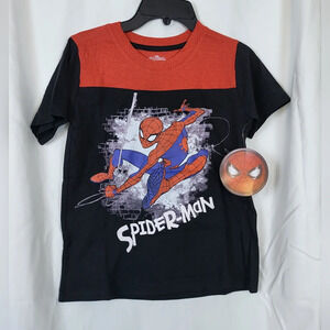 NWT Marvel Boys Spiderman Black &‎ Red Short Sleeve T-Shirt Size 7